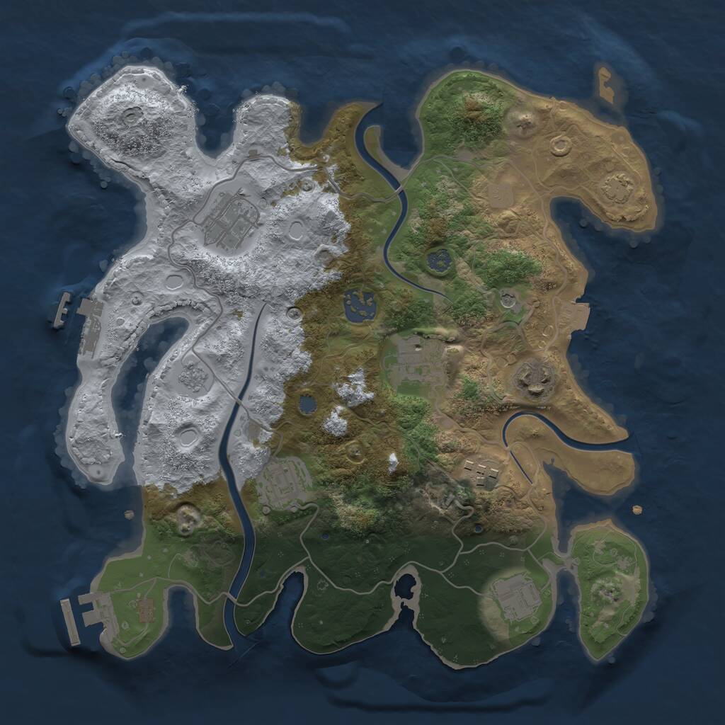 Rust Map: Procedural Map, Size: 3100, Seed: 320543, 14 Monuments