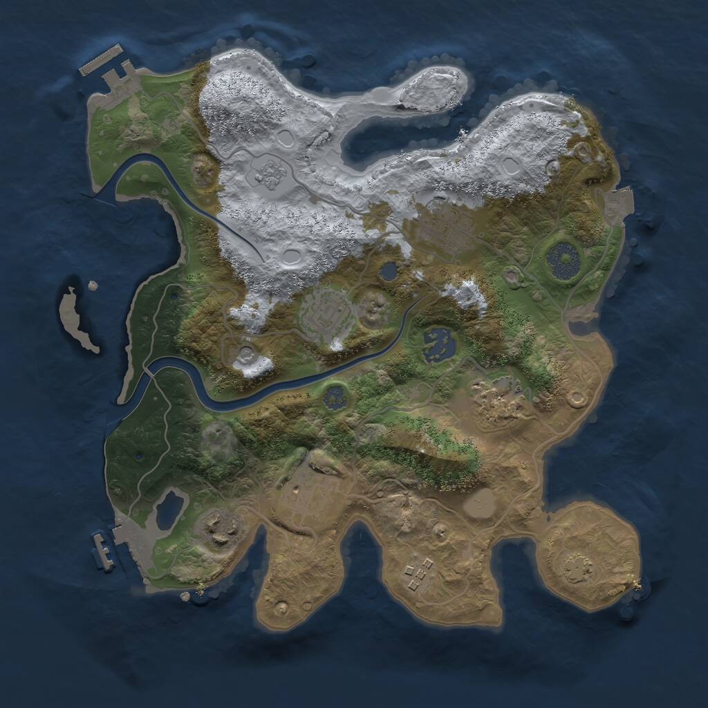 Rust Map: Procedural Map, Size: 3000, Seed: 442906515, 15 Monuments
