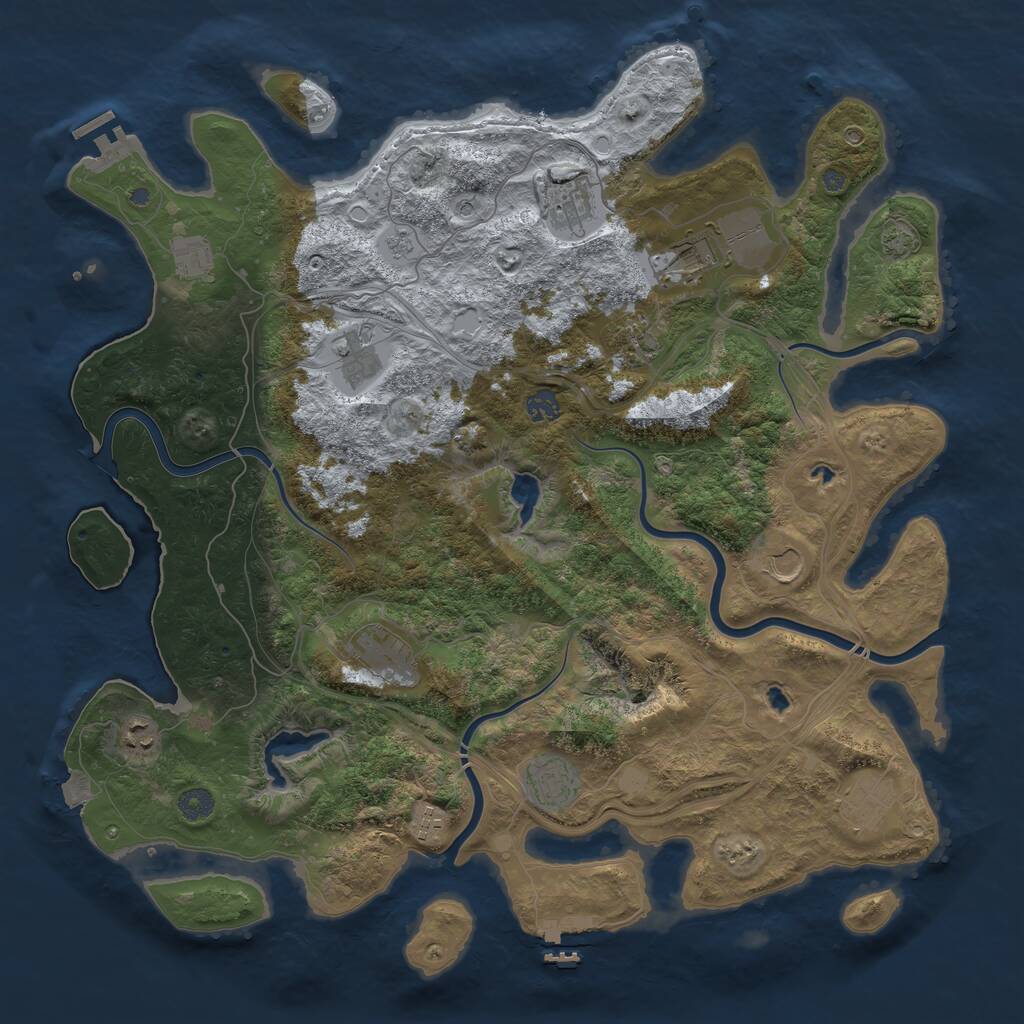 Rust Map: Procedural Map, Size: 4500, Seed: 441101375, 19 Monuments