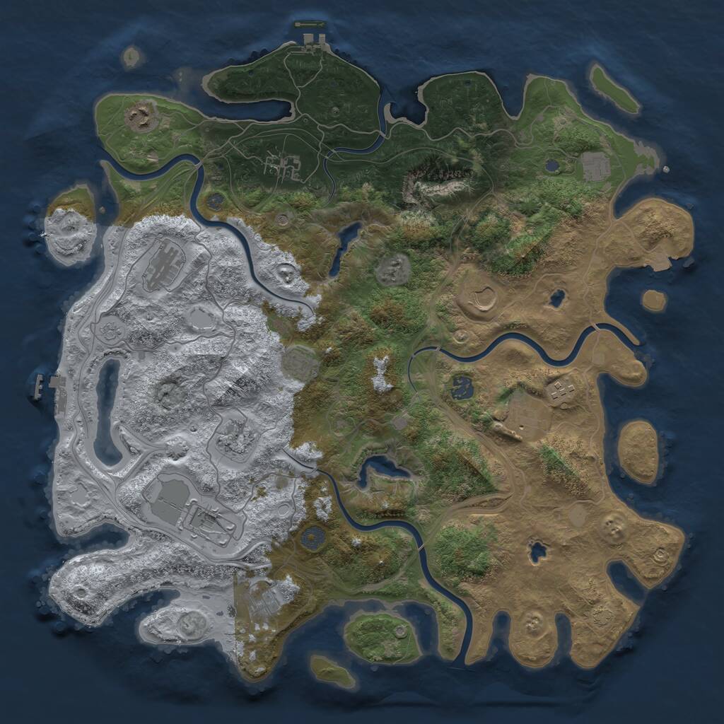 Rust Map: Procedural Map, Size: 4500, Seed: 663913, 19 Monuments