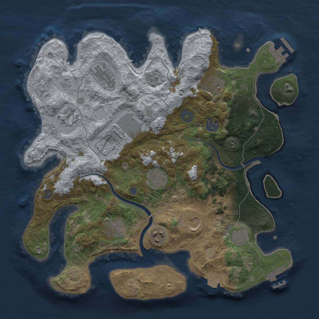 Rust Map: Procedural Map, Size: 3500, Seed: 983626492, 18 Monuments