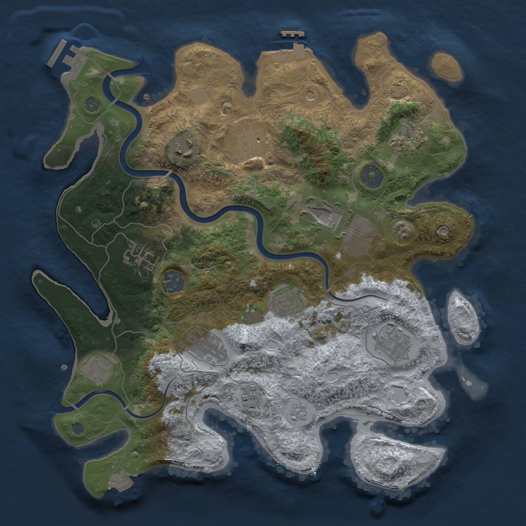 Rust Map: Procedural Map, Size: 3500, Seed: 705514, 18 Monuments