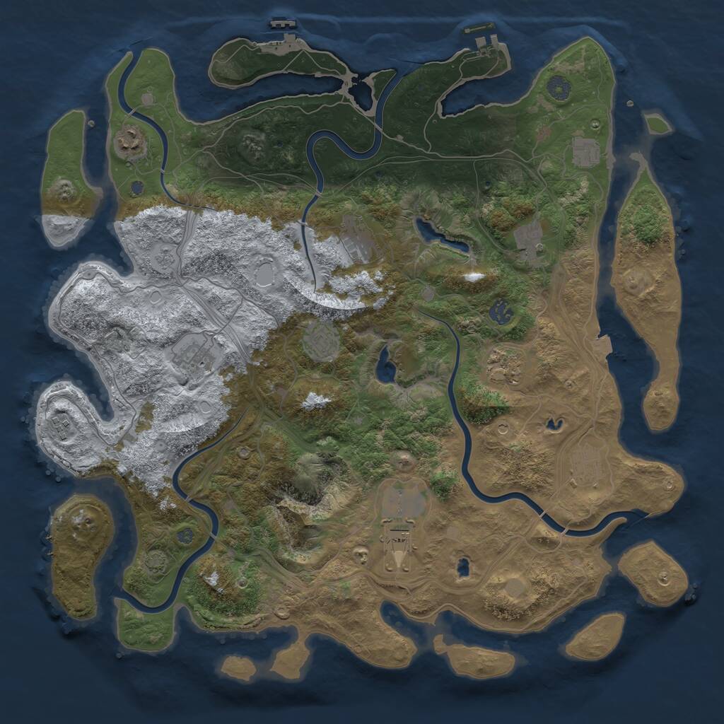 Rust Map: Procedural Map, Size: 4500, Seed: 1279677392, 16 Monuments