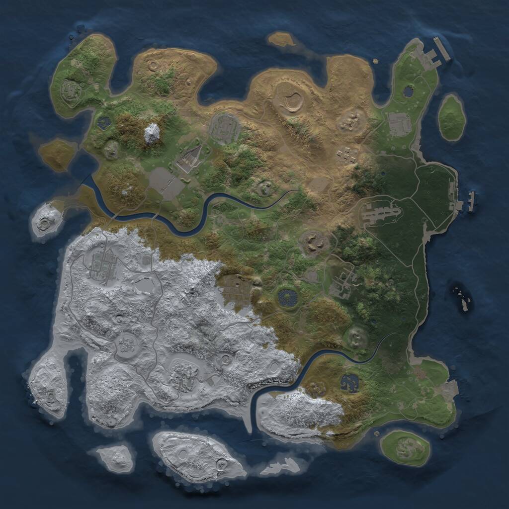 Rust Map: Procedural Map, Size: 3900, Seed: 487927, 19 Monuments