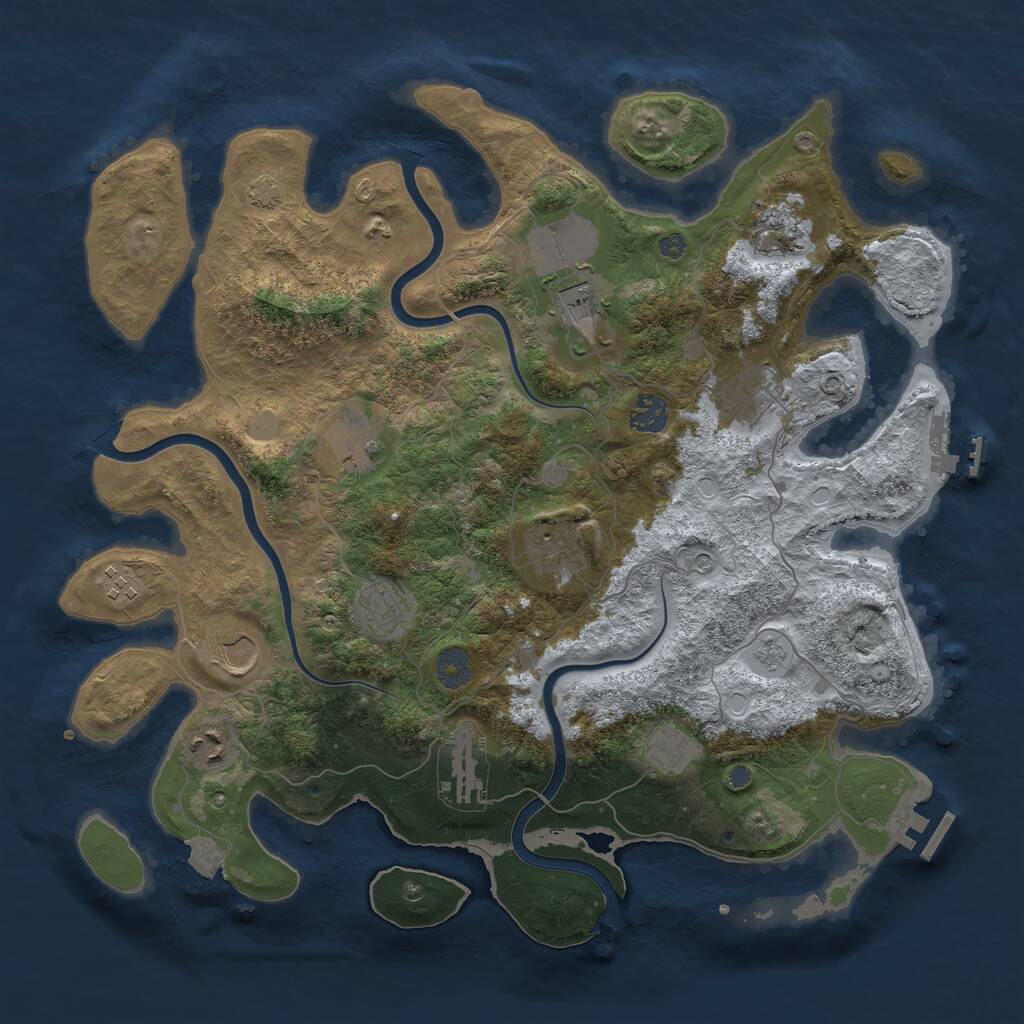 Rust Map: Procedural Map, Size: 3900, Seed: 147028, 19 Monuments