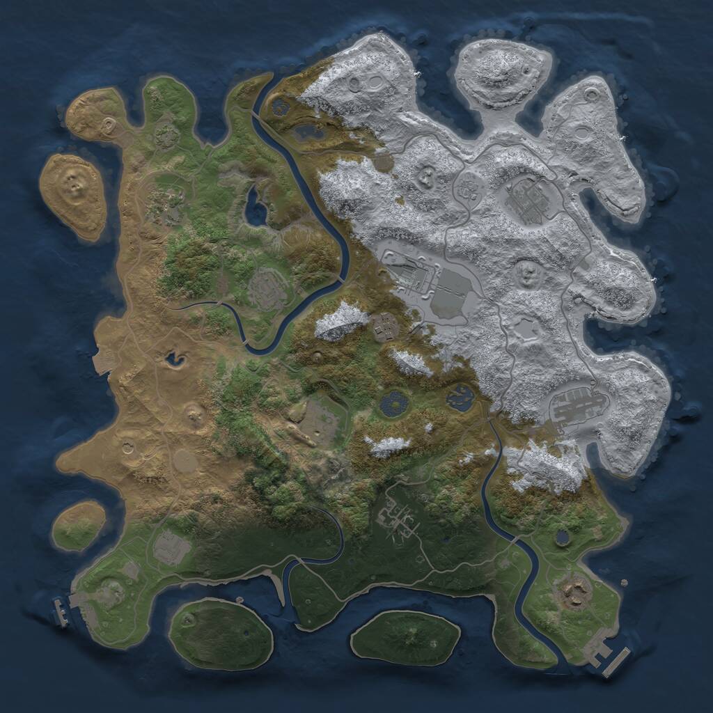 Rust Map: Procedural Map, Size: 4000, Seed: 872869959, 18 Monuments