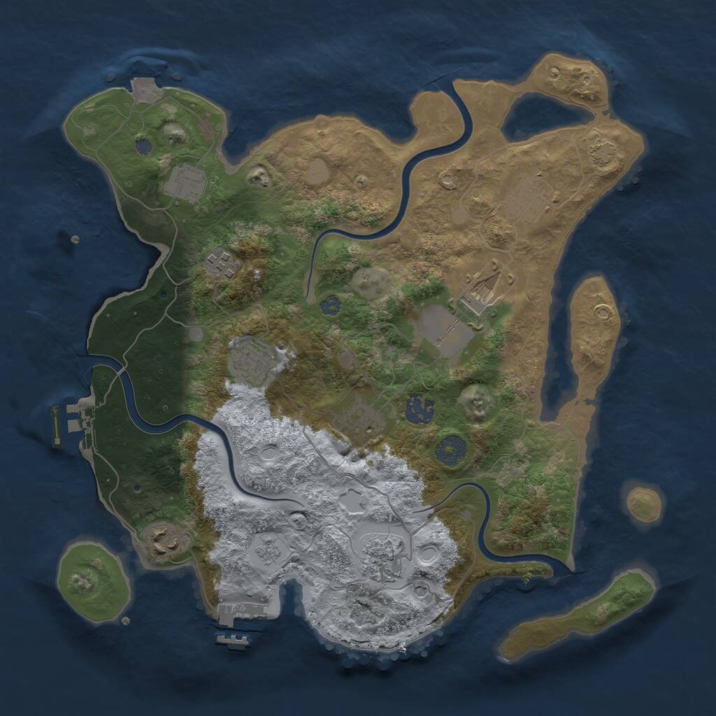 Rust Map: Procedural Map, Size: 3500, Seed: 460021, 16 Monuments