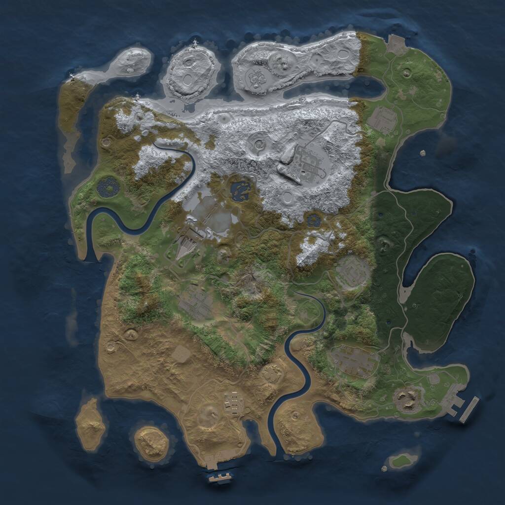 Rust Map: Procedural Map, Size: 3500, Seed: 442150, 16 Monuments