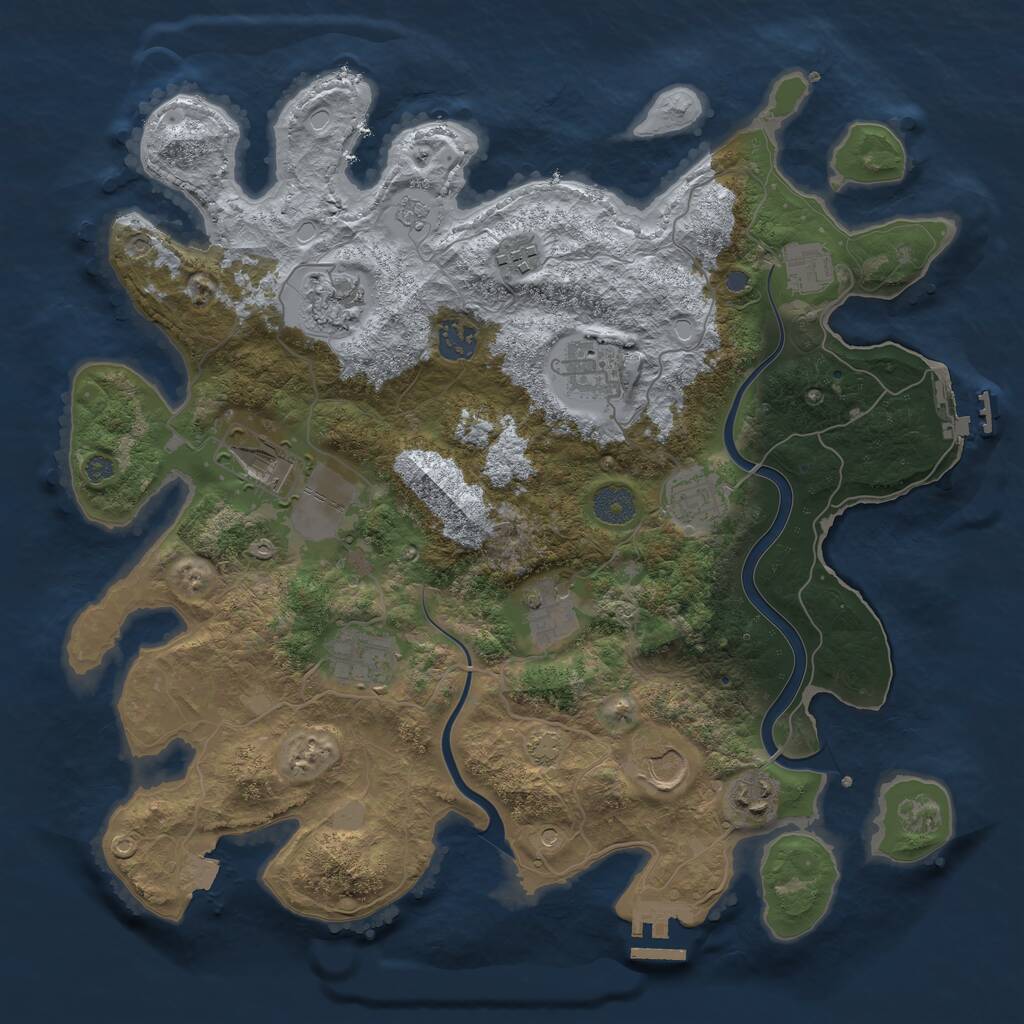 Rust Map: Procedural Map, Size: 3750, Seed: 913436, 18 Monuments
