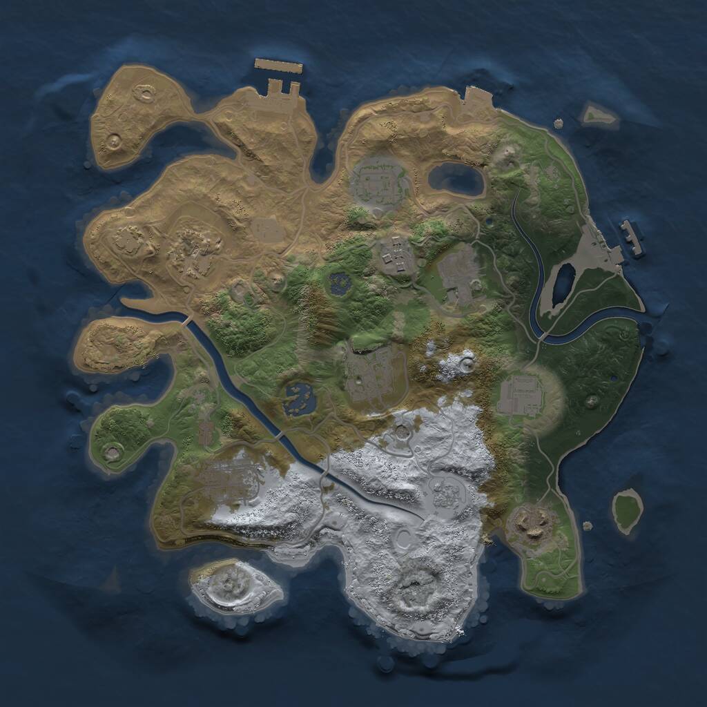 Rust Map: Procedural Map, Size: 3000, Seed: 329413, 16 Monuments
