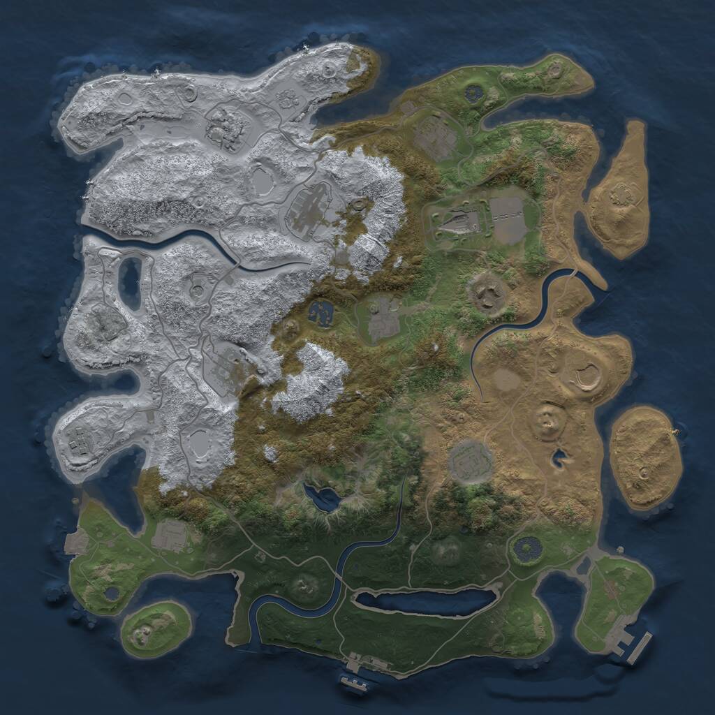 Rust Map: Procedural Map, Size: 4000, Seed: 153936, 19 Monuments