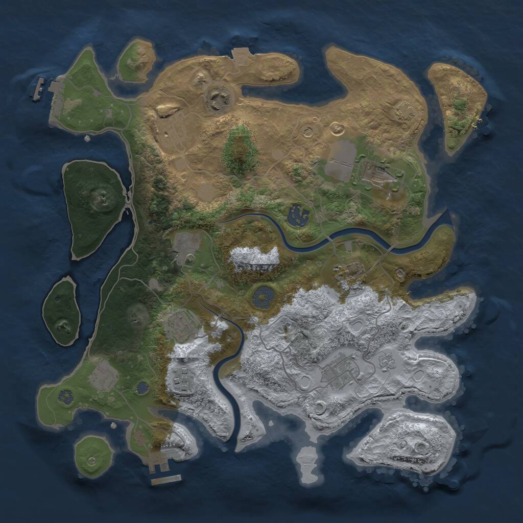 Rust Map: Procedural Map, Size: 3500, Seed: 904297, 17 Monuments