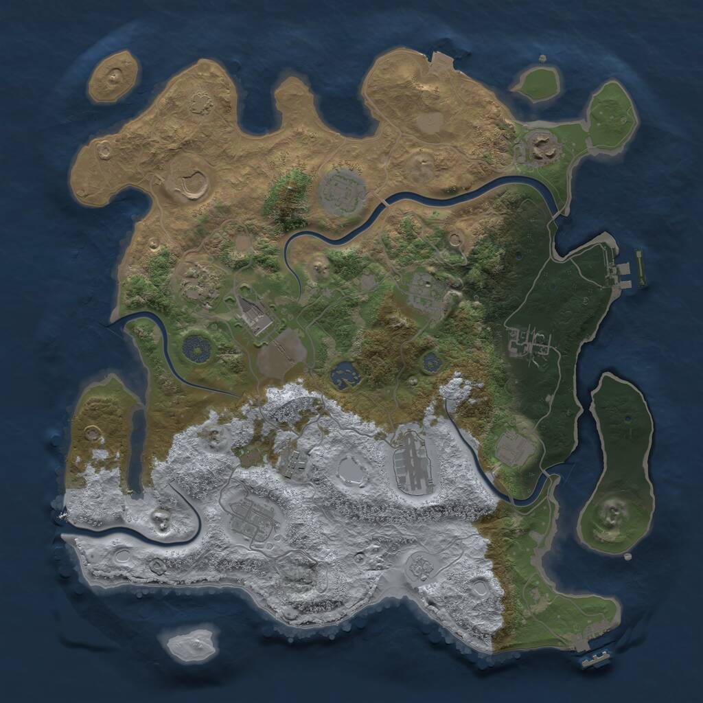 Rust Map: Procedural Map, Size: 3750, Seed: 775106, 19 Monuments