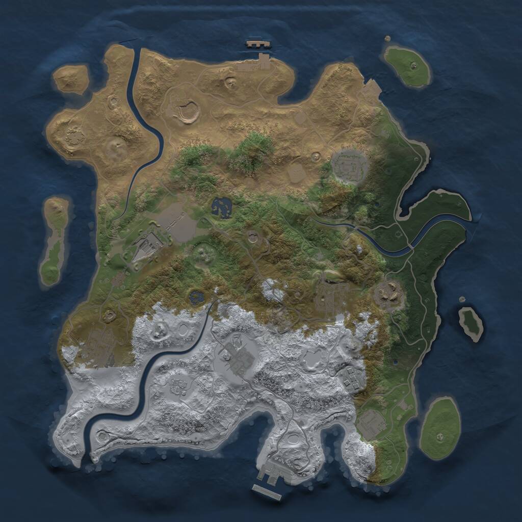 Rust Map: Procedural Map, Size: 3500, Seed: 17475, 17 Monuments
