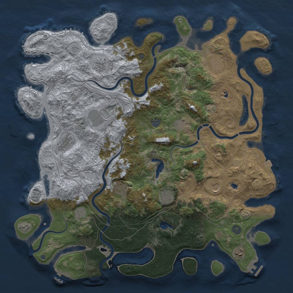 Rust Map: Procedural Map, Size: 4750, Seed: 893126, 19 Monuments
