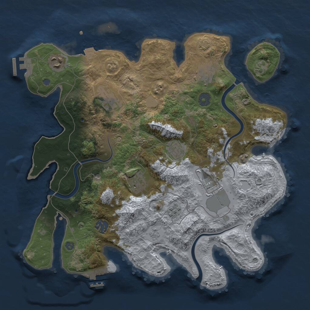 Rust Map: Procedural Map, Size: 3500, Seed: 1281909505, 16 Monuments