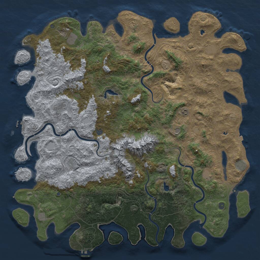 Rust Map: Procedural Map, Size: 6000, Seed: 1173631379, 19 Monuments