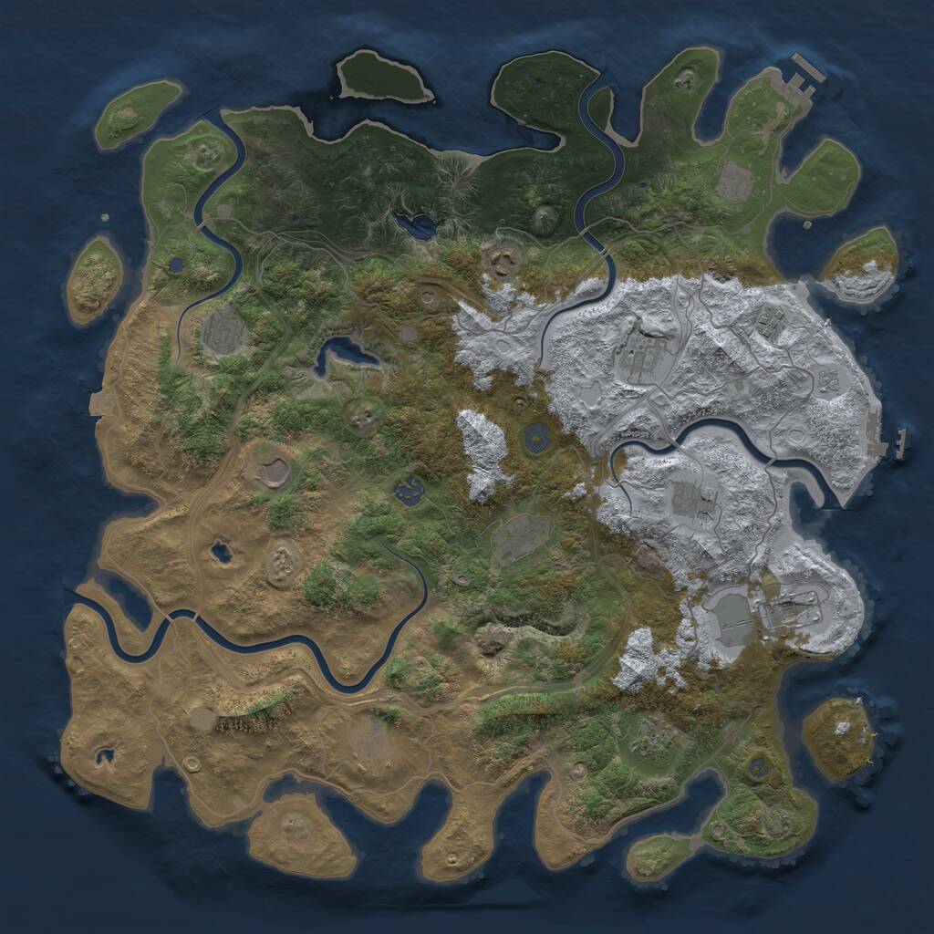 Rust Map: Procedural Map, Size: 4750, Seed: 401168, 19 Monuments