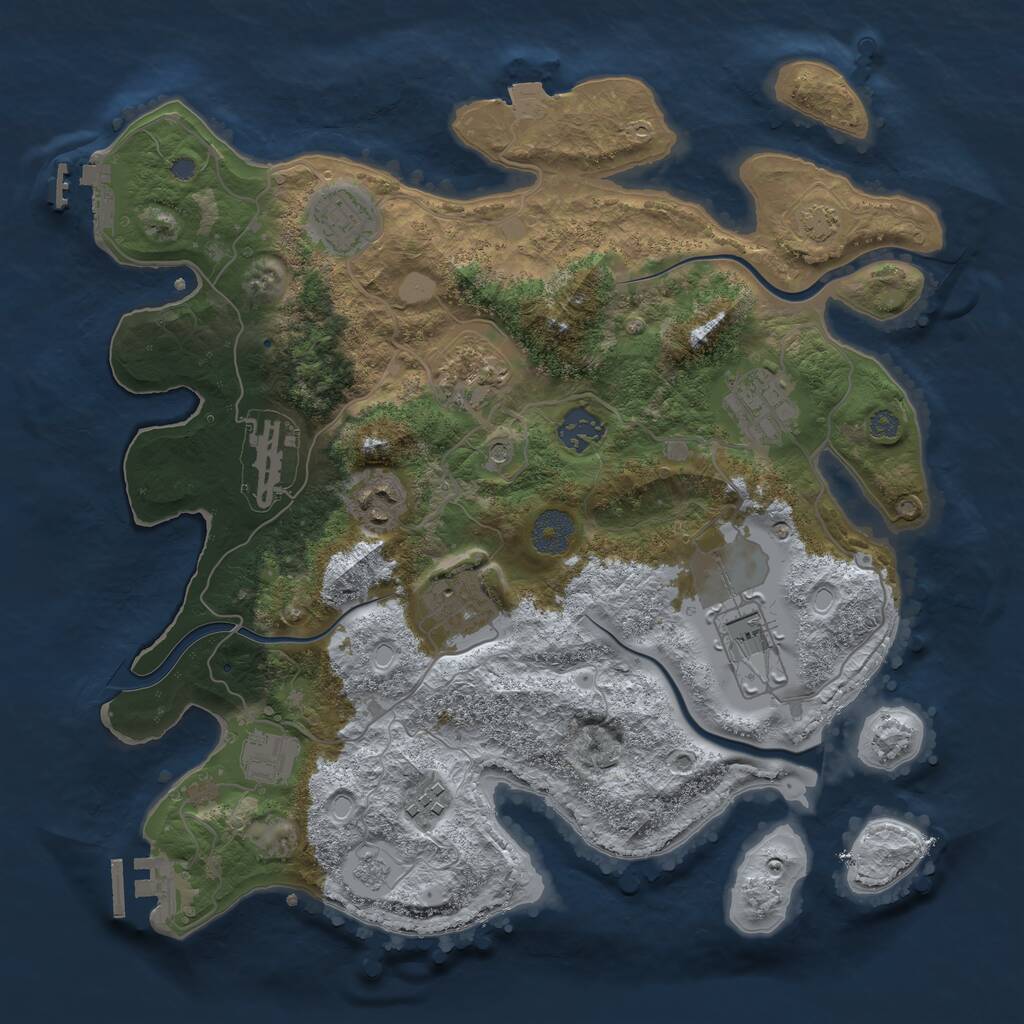 Rust Map: Procedural Map, Size: 3500, Seed: 531071229, 15 Monuments