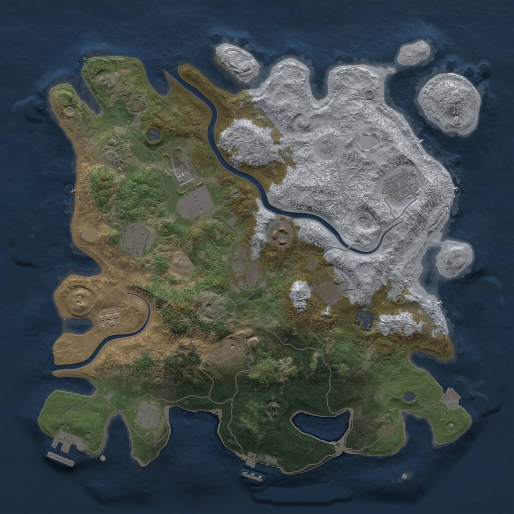 Rust Map: Procedural Map, Size: 3750, Seed: 1622876274, 18 Monuments