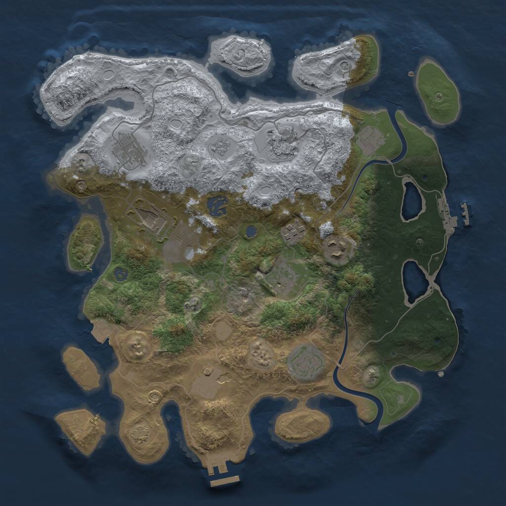 Rust Map: Procedural Map, Size: 3500, Seed: 986537052, 17 Monuments
