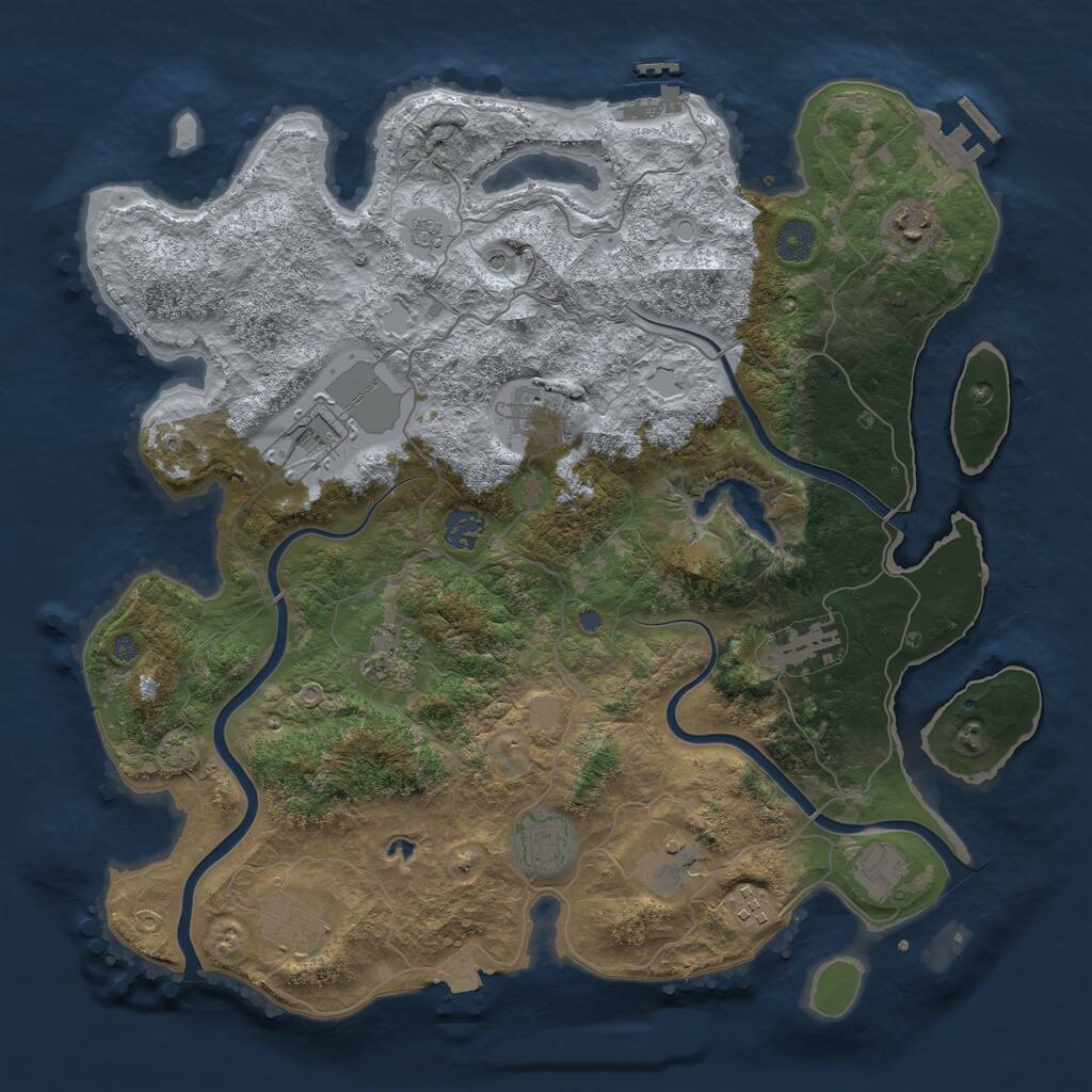 Rust Map: Procedural Map, Size: 4000, Seed: 1792195274, 18 Monuments