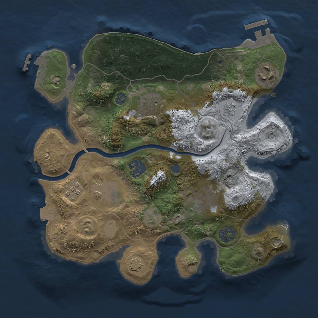 Rust Map: Procedural Map, Size: 2750, Seed: 1105050850, 14 Monuments