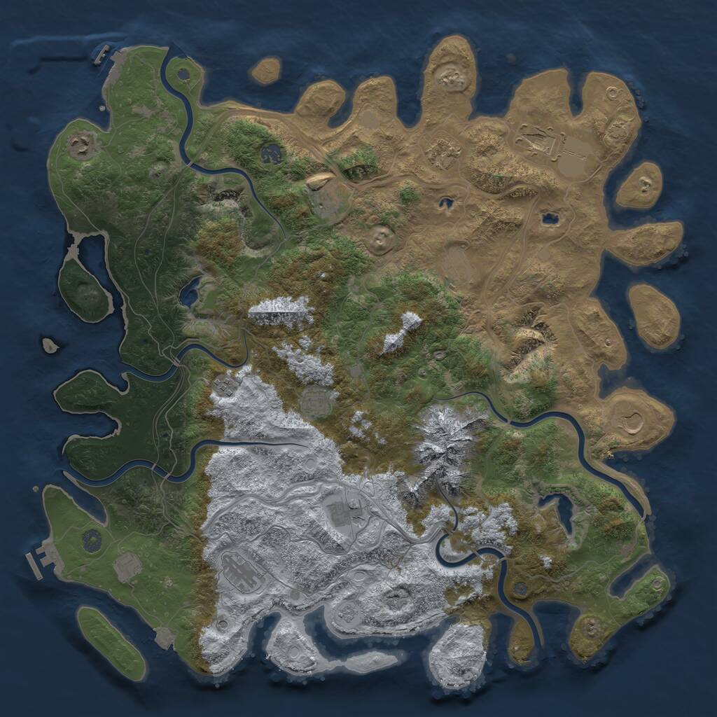 Rust Map: Procedural Map, Size: 5000, Seed: 1787575804, 19 Monuments