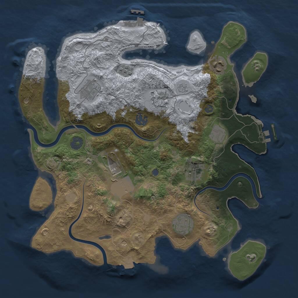 Rust Map: Procedural Map, Size: 3500, Seed: 432678739, 16 Monuments