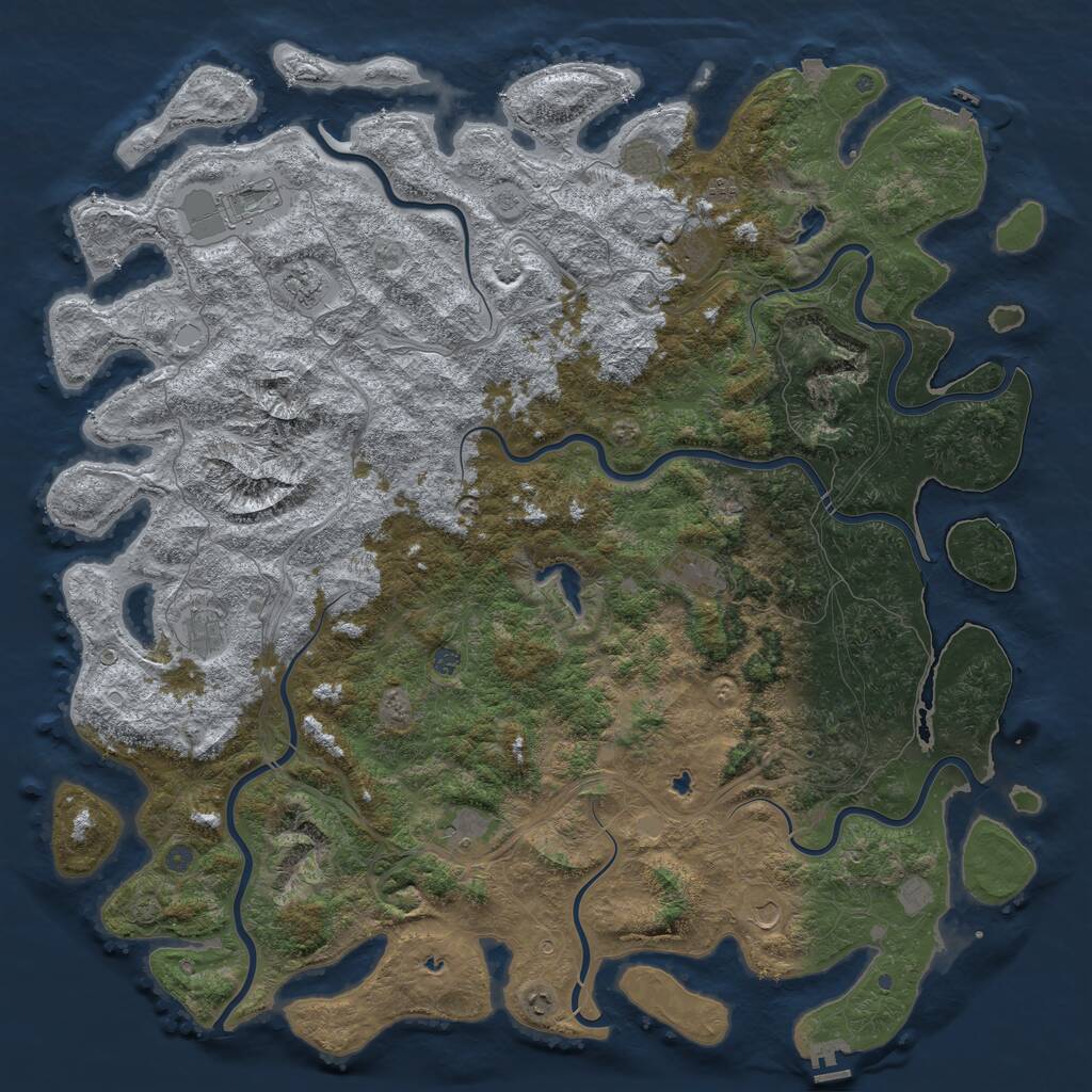 Rust Map: Procedural Map, Size: 6000, Seed: 867607150, 17 Monuments
