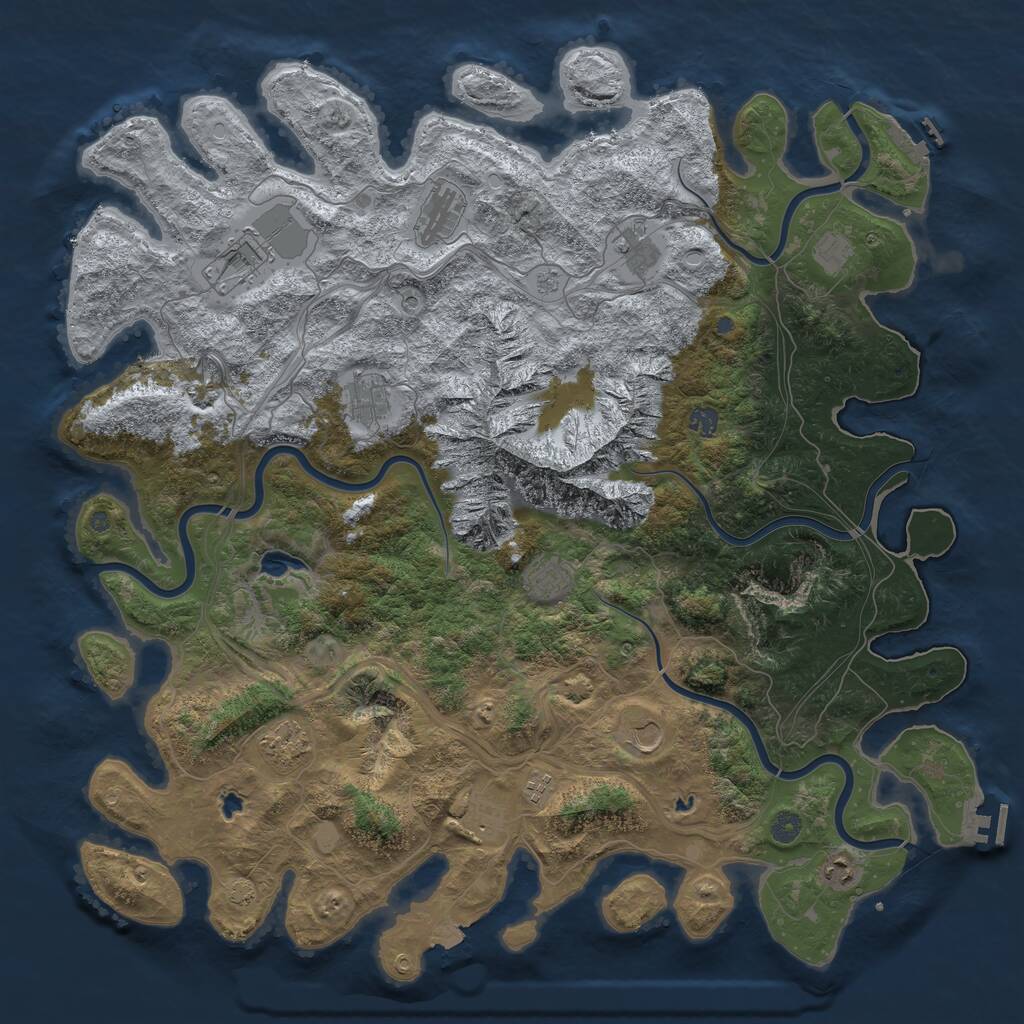 Rust Map: Procedural Map, Size: 5000, Seed: 890272655, 19 Monuments