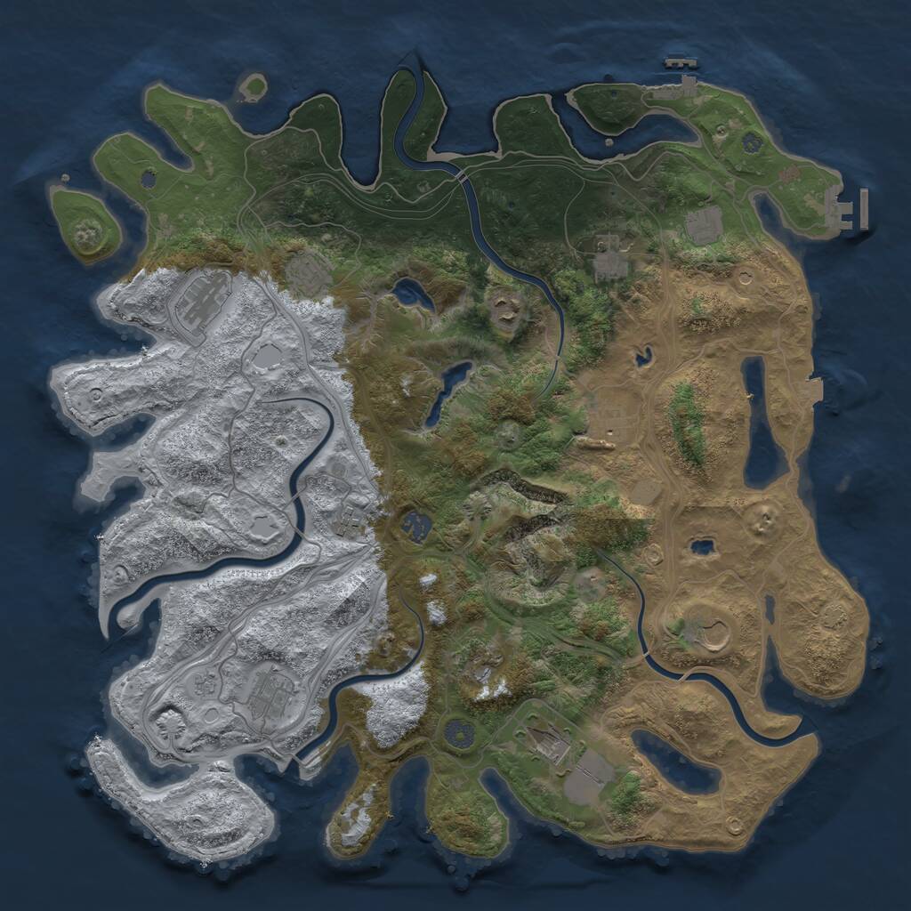 Rust Map: Procedural Map, Size: 4500, Seed: 94239786, 17 Monuments