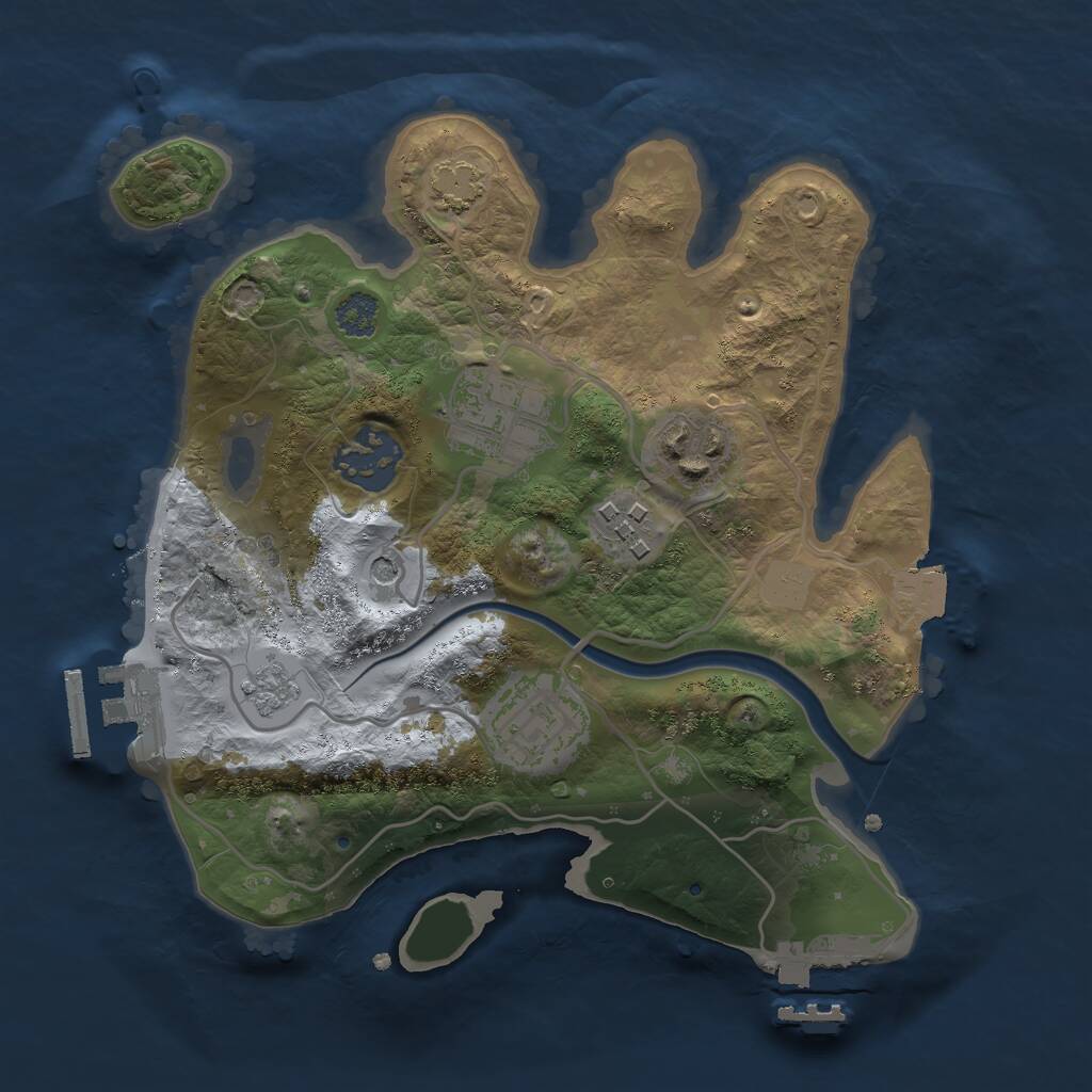 Rust Map: Procedural Map, Size: 2500, Seed: 2165132, 13 Monuments