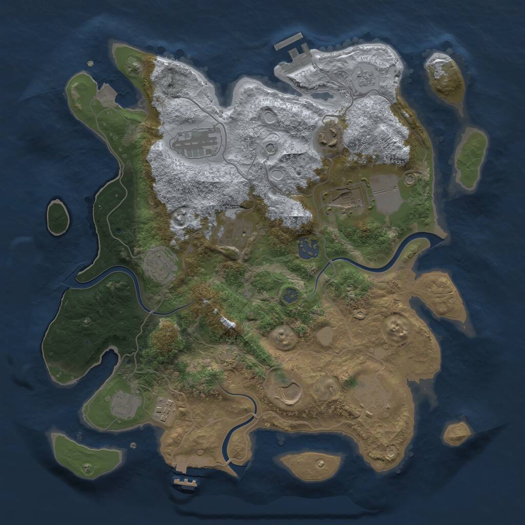 Rust Map: Procedural Map, Size: 3500, Seed: 1702612966, 17 Monuments