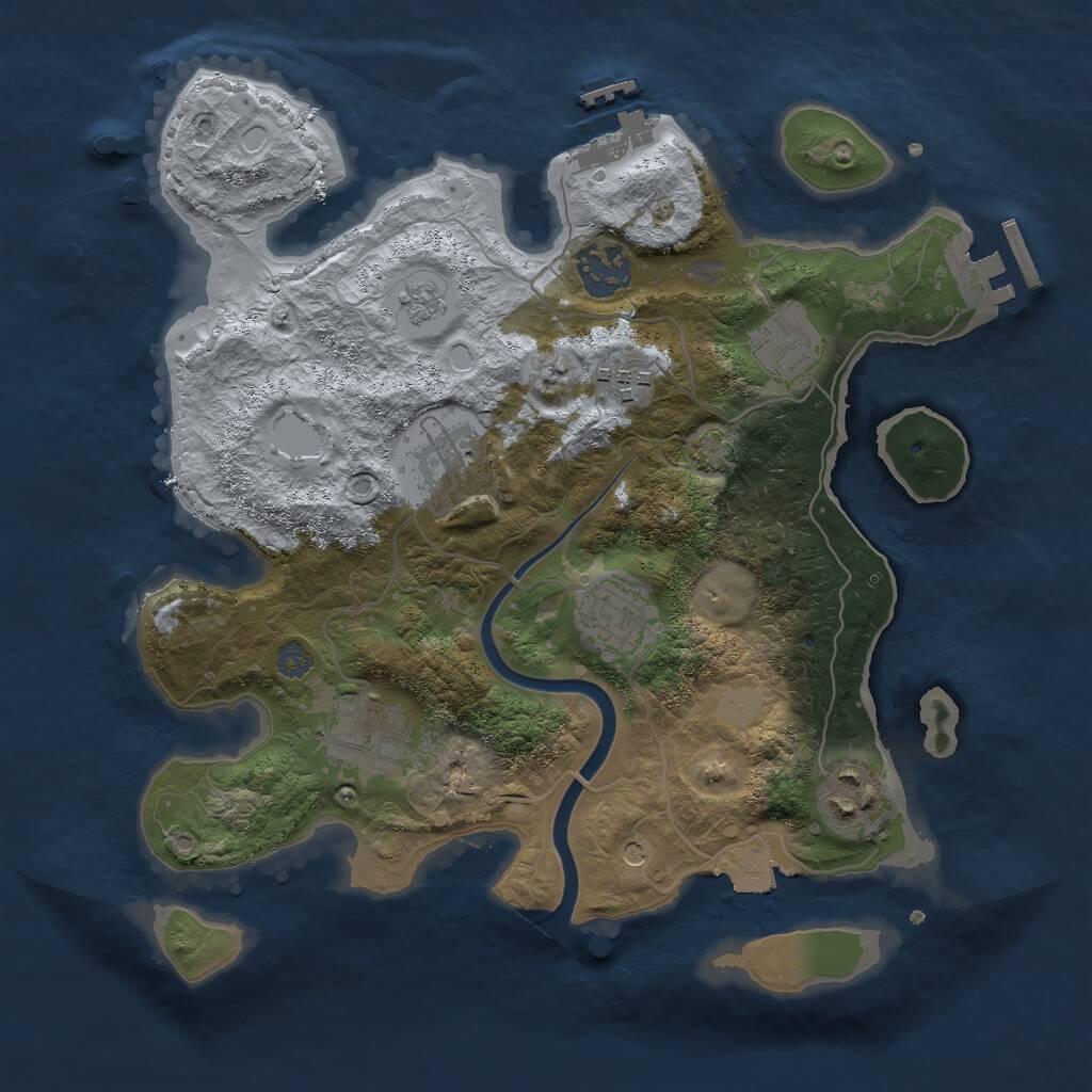 Rust Map: Procedural Map, Size: 3000, Seed: 72334758, 14 Monuments