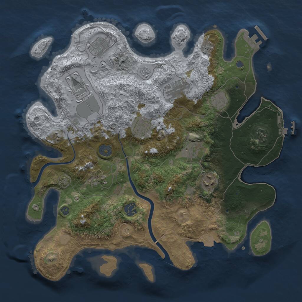 Rust Map: Procedural Map, Size: 3500, Seed: 1787708091, 17 Monuments