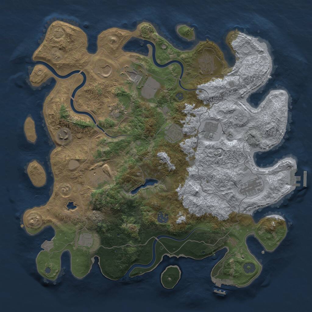 Rust Map: Procedural Map, Size: 4000, Seed: 57465073, 19 Monuments