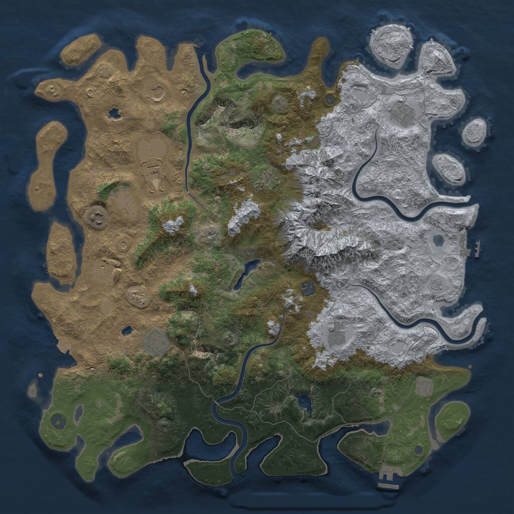 Rust Map: Procedural Map, Size: 5000, Seed: 1721891016, 19 Monuments