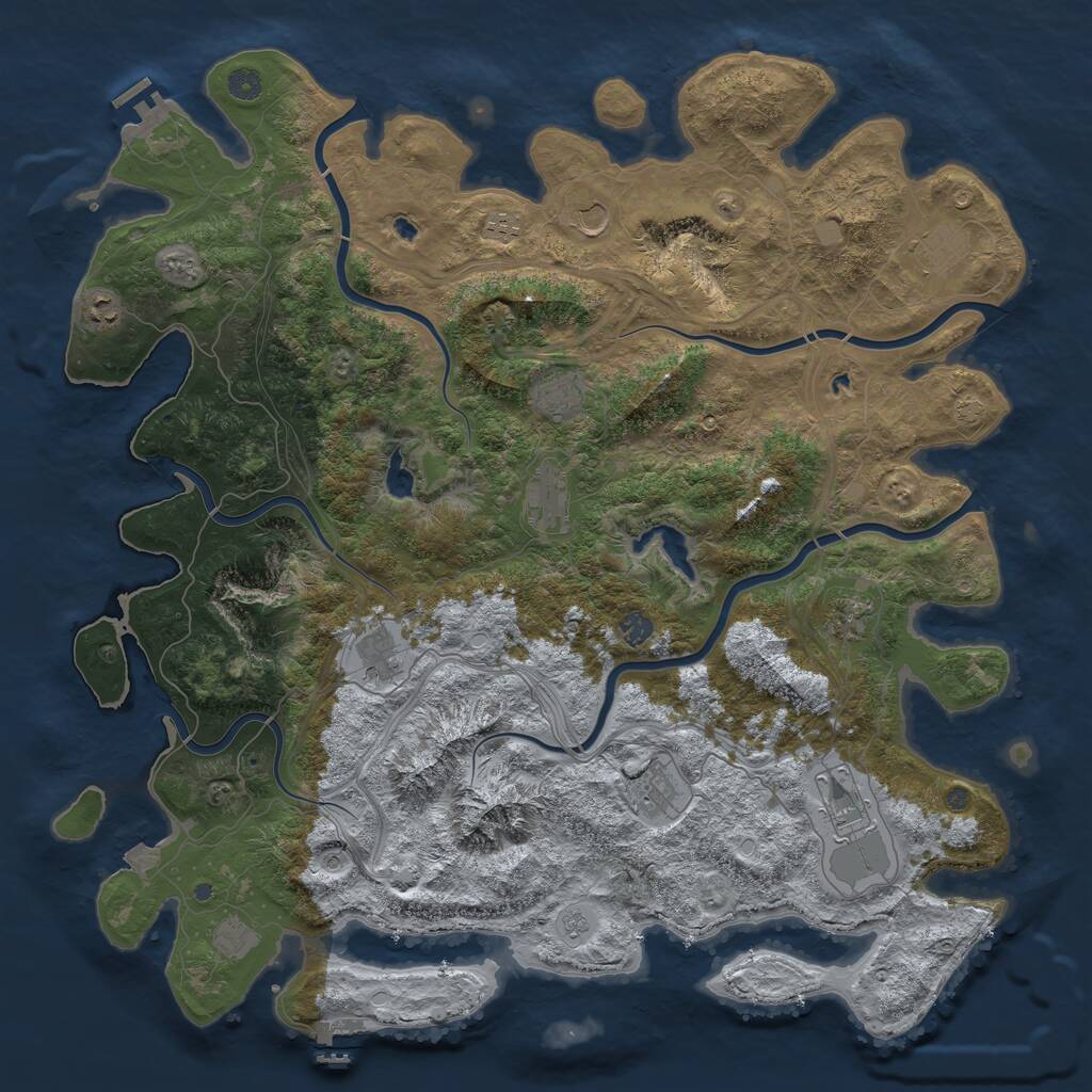 Rust Map: Procedural Map, Size: 5000, Seed: 785962486, 19 Monuments