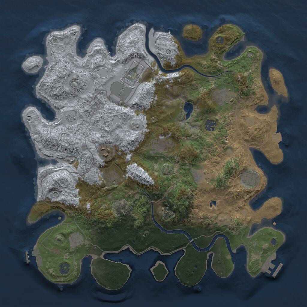 Rust Map: Procedural Map, Size: 4000, Seed: 950591249, 18 Monuments