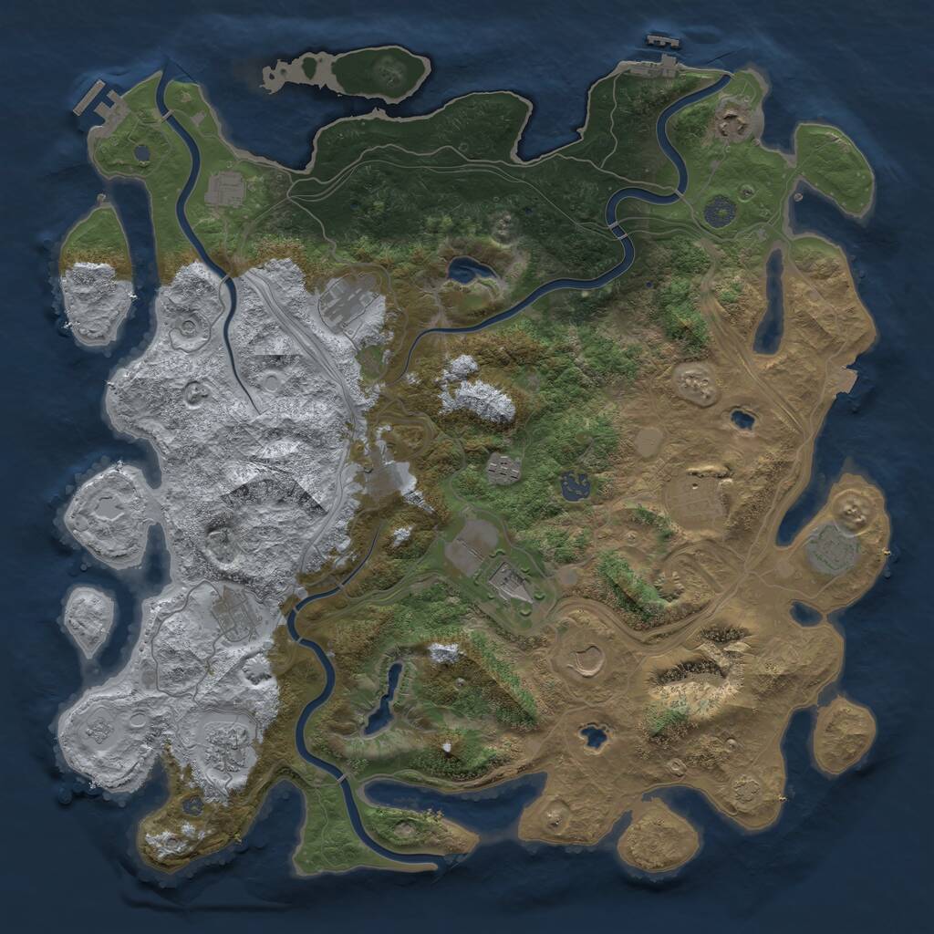 Rust Map: Procedural Map, Size: 4500, Seed: 1609750042, 19 Monuments