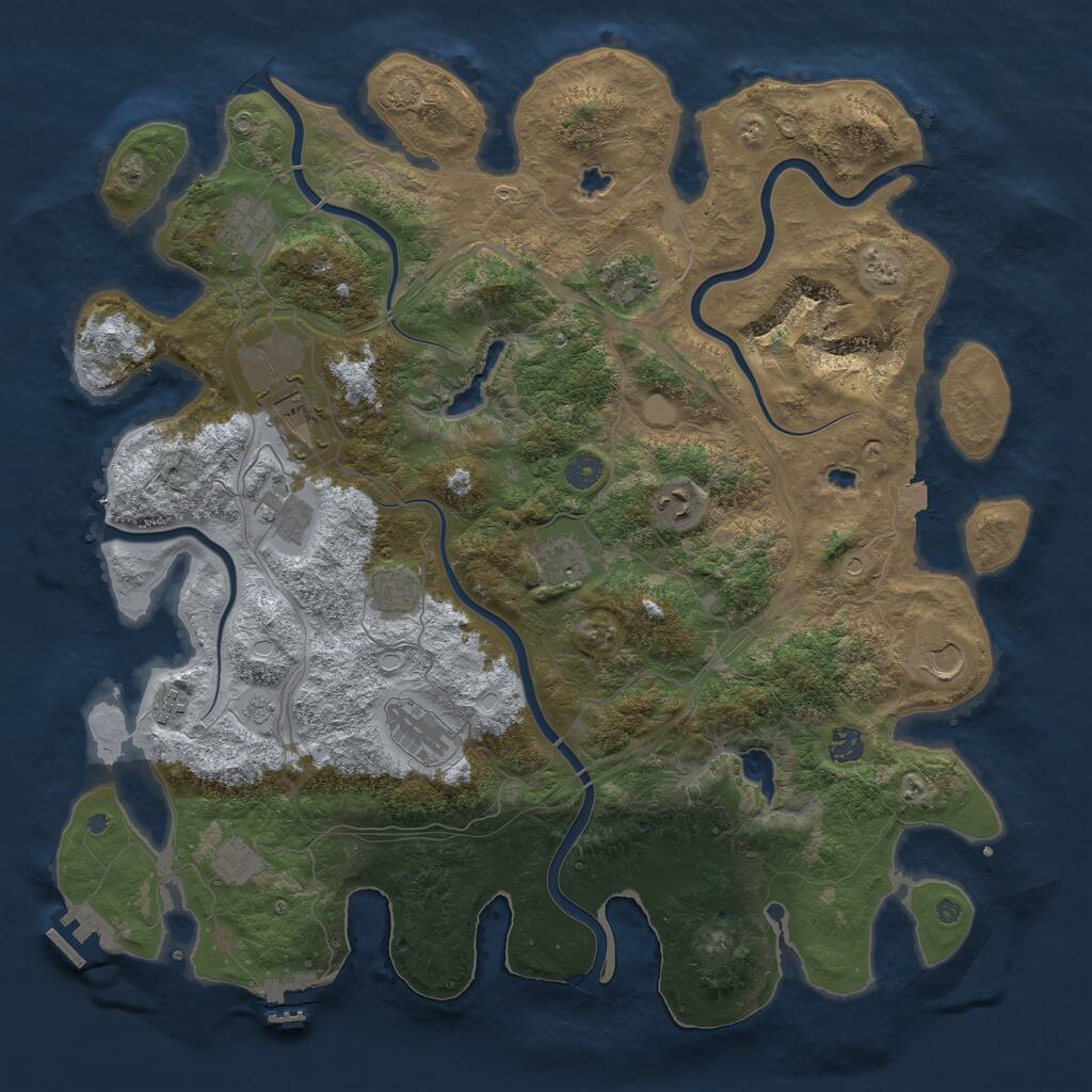 Rust Map: Procedural Map, Size: 4500, Seed: 753808557, 19 Monuments