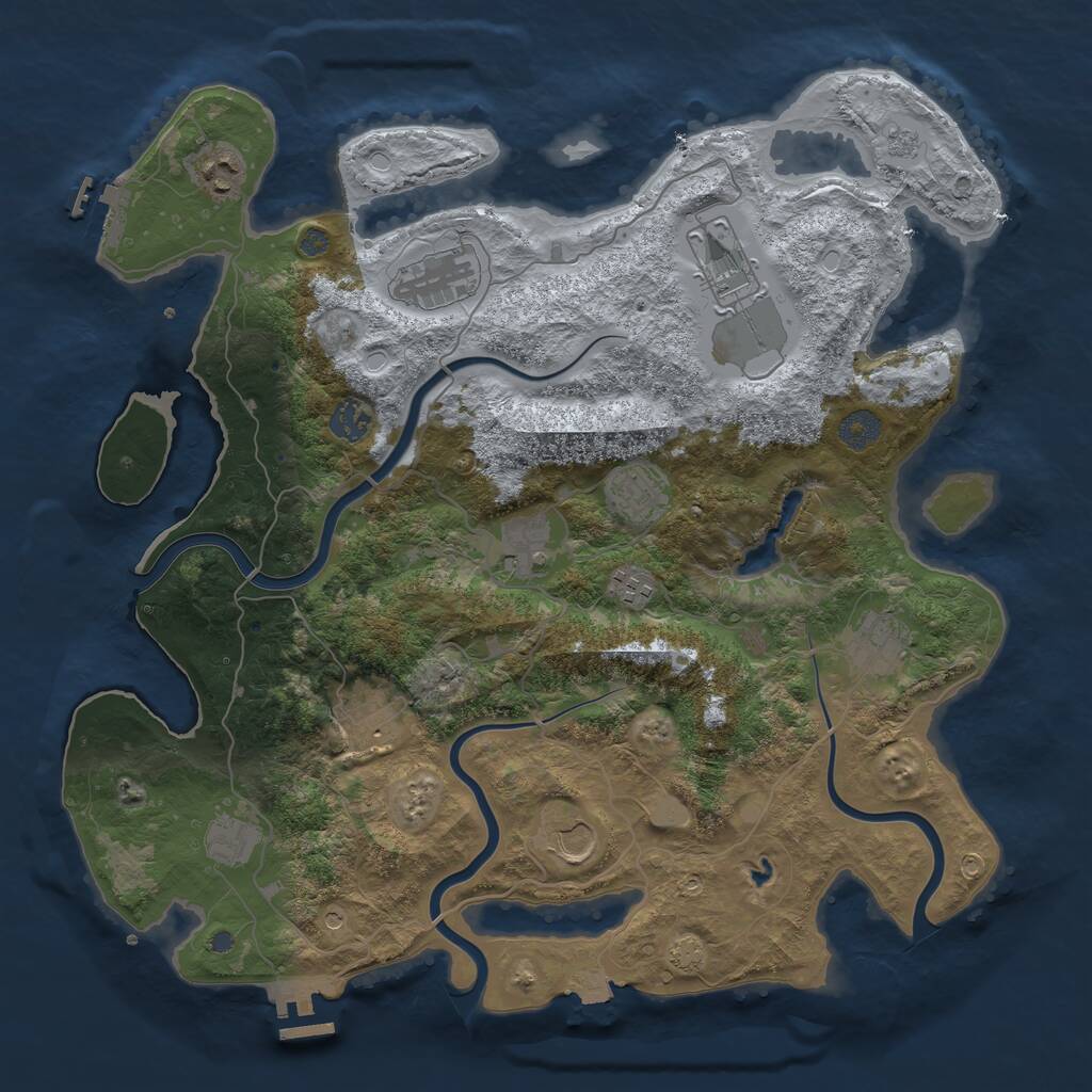 Rust Map: Procedural Map, Size: 4000, Seed: 48325, 18 Monuments
