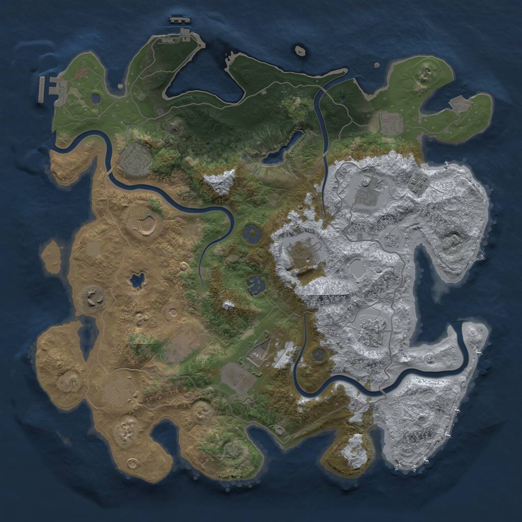 Rust Map: Procedural Map, Size: 4000, Seed: 1401378516, 19 Monuments