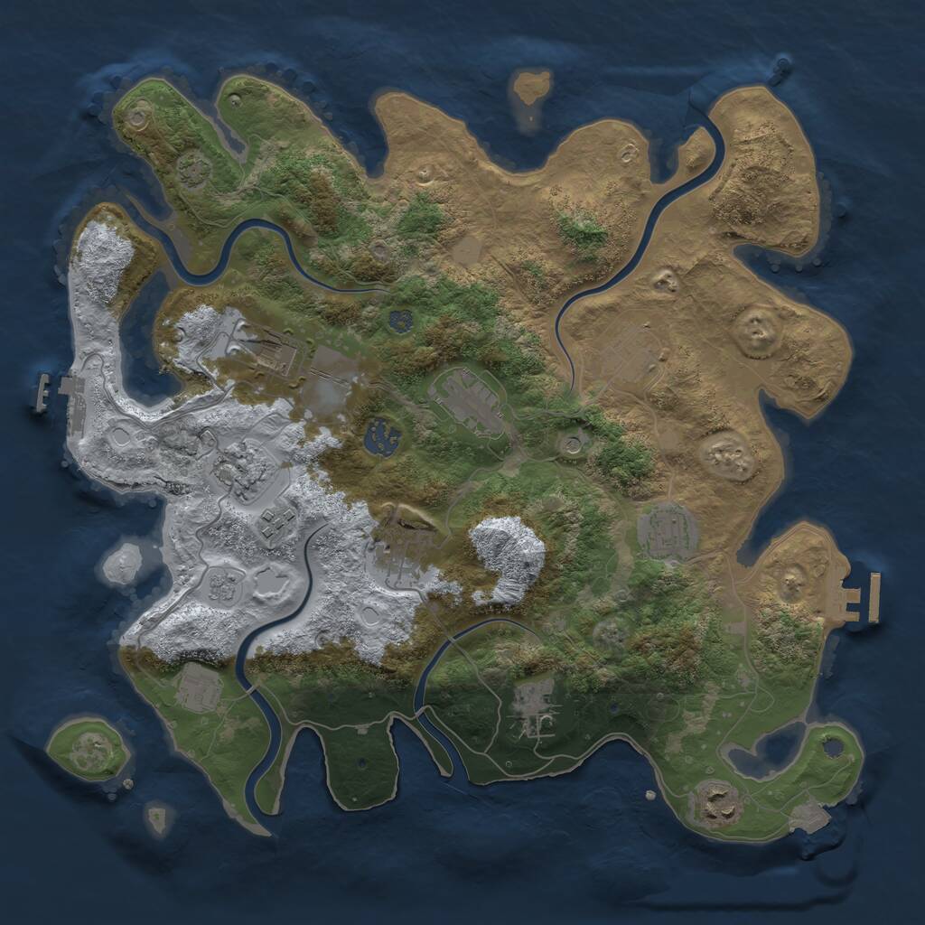 Rust Map: Procedural Map, Size: 3750, Seed: 1792237927, 18 Monuments
