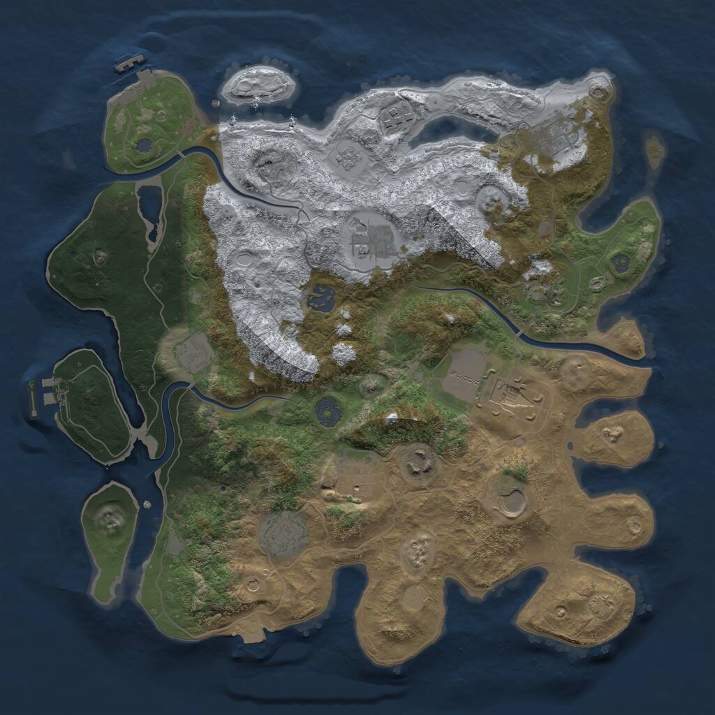 Rust Map: Procedural Map, Size: 3750, Seed: 1792237934, 18 Monuments