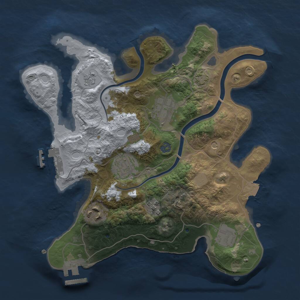 Rust Map: Procedural Map, Size: 2700, Seed: 1792238529, 12 Monuments