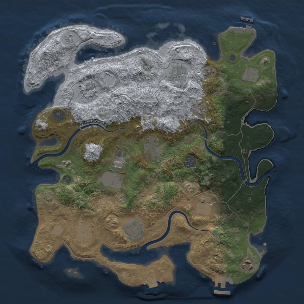 Rust Map: Procedural Map, Size: 3750, Seed: 1792238432, 18 Monuments