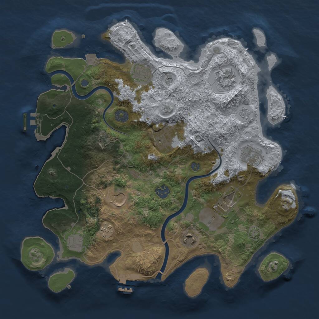 Rust Map: Procedural Map, Size: 3500, Seed: 313552811, 17 Monuments