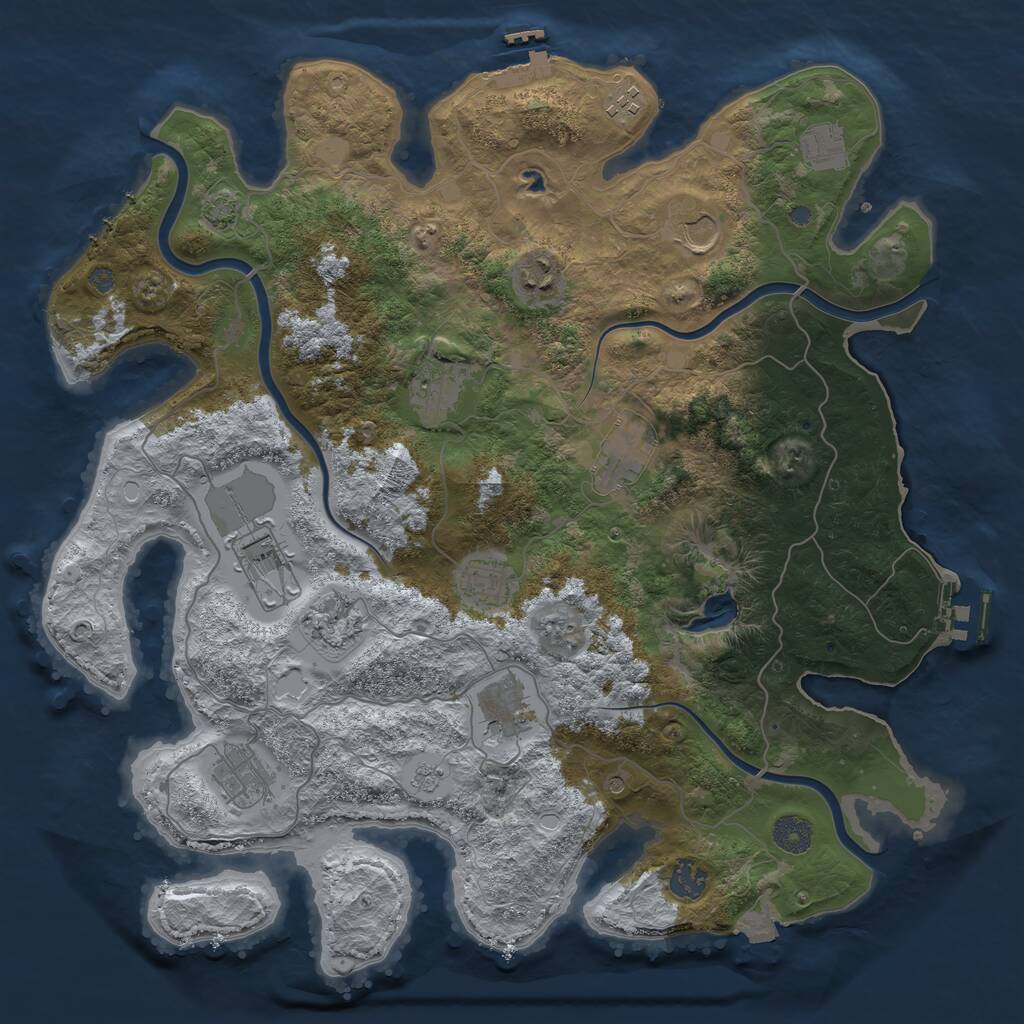 Rust Map: Procedural Map, Size: 4000, Seed: 855584750, 19 Monuments